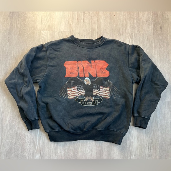 Anine Bing Tops - Anine Bing LA XS USA Eagle Flag Graphic Charcoal Sweatshirt oversized cotton